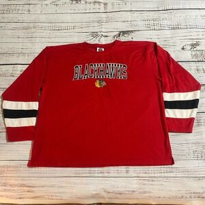 Chicago Blackhawks Jersey Style Shirt Cotton Red Men's Size XL